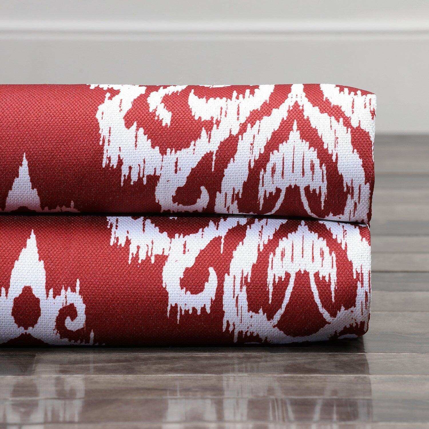 Cameo Red Printed Faux Linen Swatch