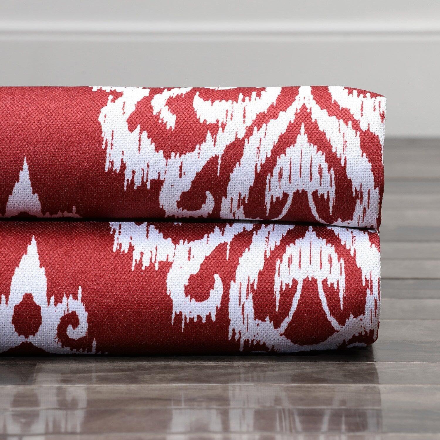 Cameo Red Printed Faux Linen Swatch
