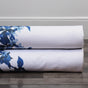 Sparrow Blue Bordered Printed Faux Linen Swatch
