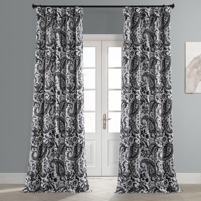 Zora Black Paisley Room Darkening Curtain