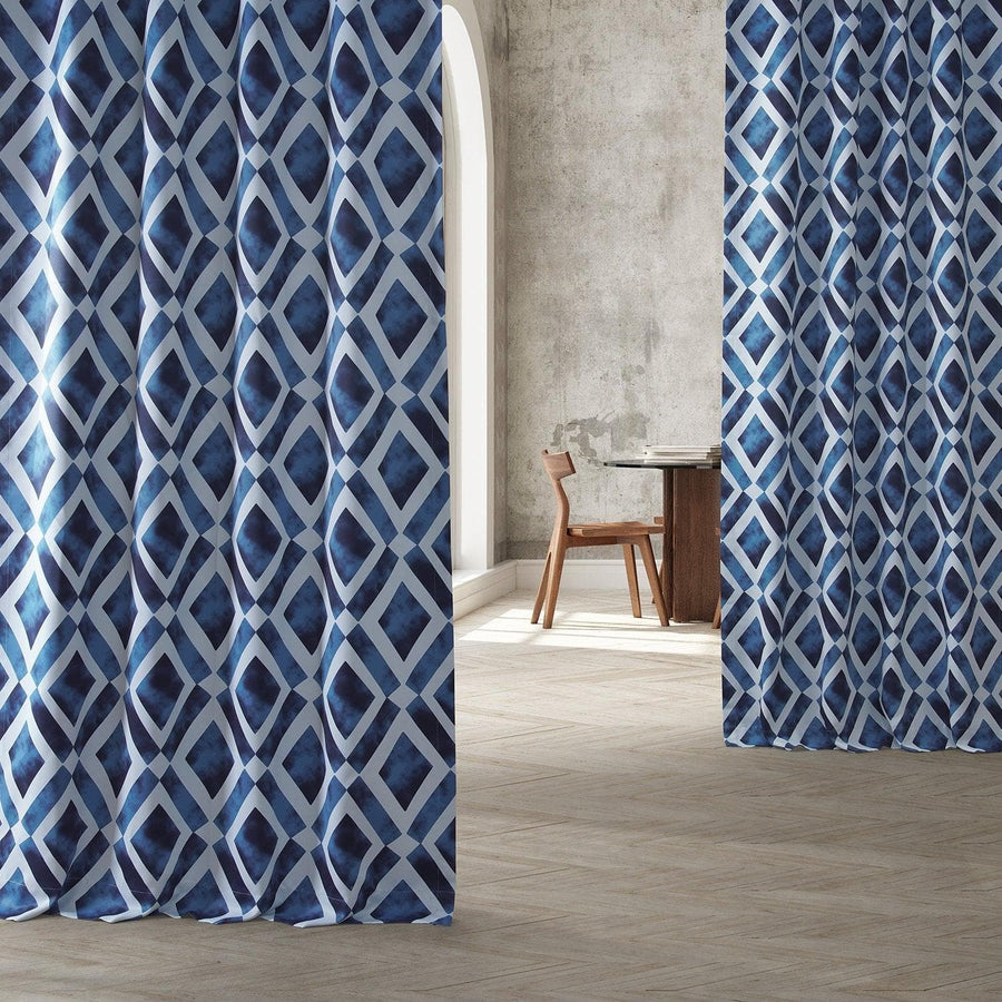 Piazza Blue Room Darkening Curtain - HalfPriceDrapes.com