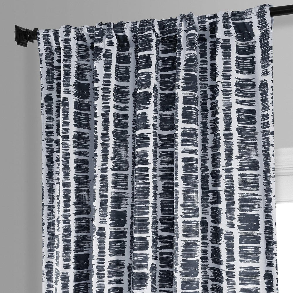 Matchstick Charcoal Black Room Darkening Curtain - HalfPriceDrapes.com