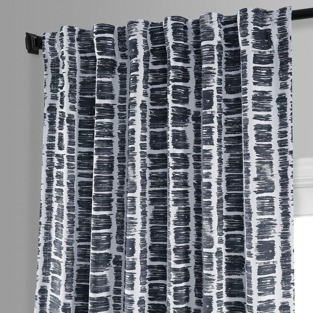 Matchstick Charcoal Black Room Darkening Curtain - HalfPriceDrapes.com