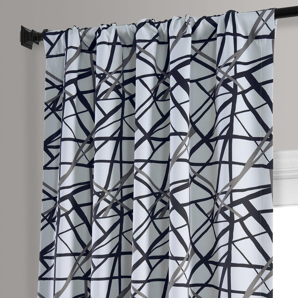 Gridlock Black Steel Room Darkening Curtain - HalfPriceDrapes.com
