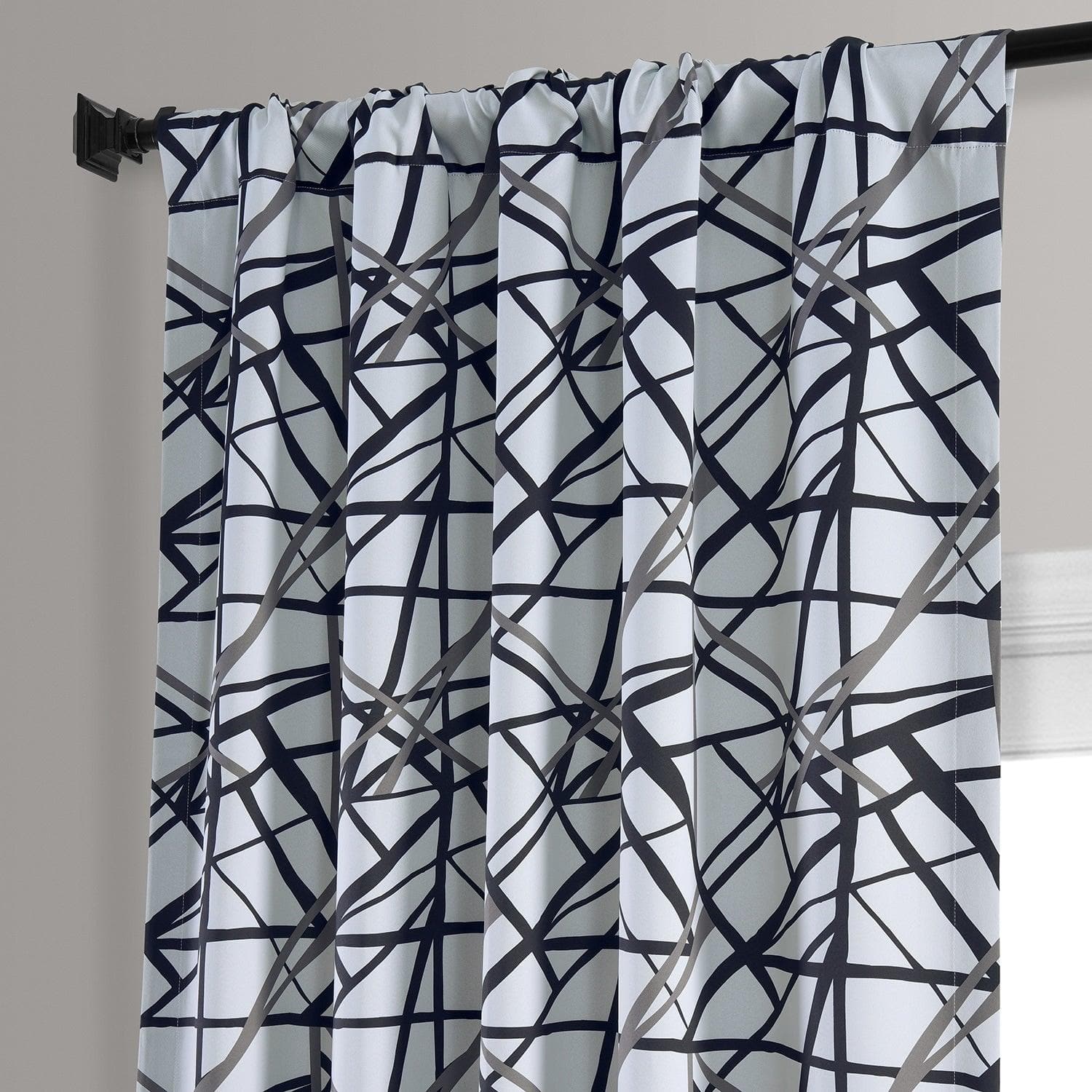 Gridlock Black Steel Room Darkening Curtain - HalfPriceDrapes.com