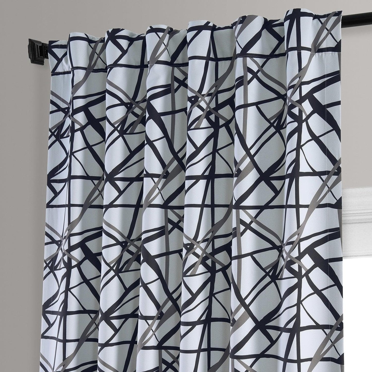 Gridlock Black Steel Room Darkening Curtain - HalfPriceDrapes.com