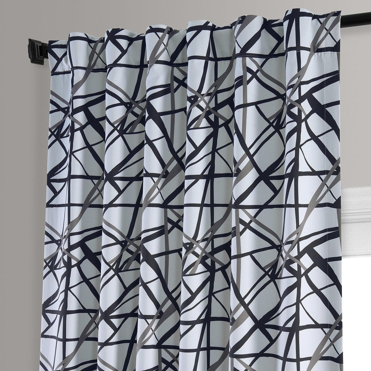 Gridlock Black Steel Room Darkening Curtain - HalfPriceDrapes.com