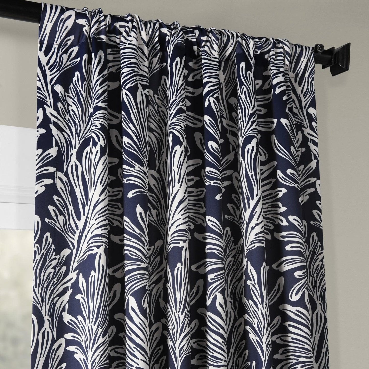 Flora Navy Room Darkening Curtain