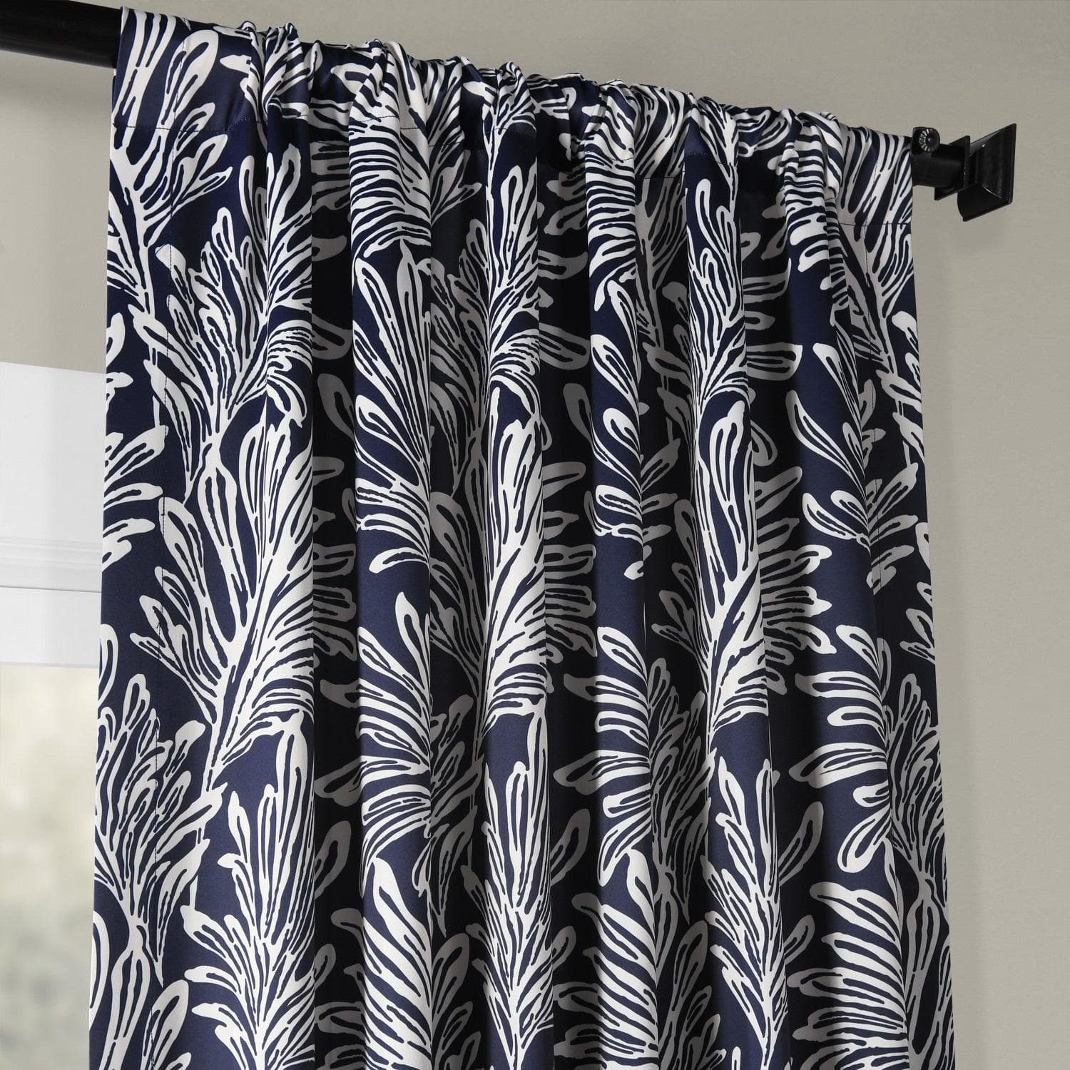 Flora Navy Room Darkening Curtain