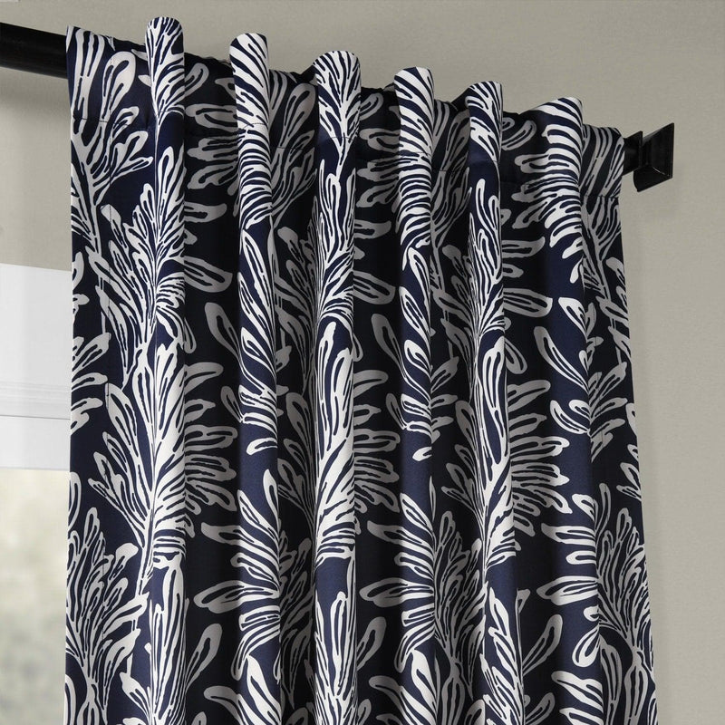 Flora Navy Room Darkening Curtain