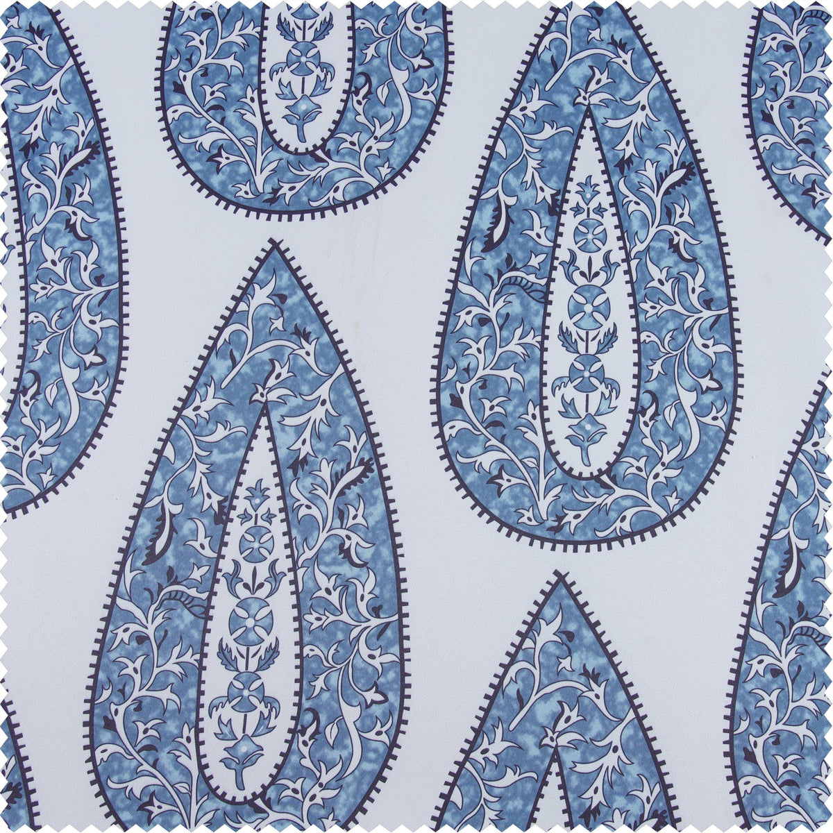 Medallion Blue Printed Polyester Swatch - HalfPriceDrapes.com