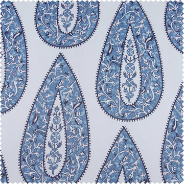 Medallion Blue Printed Polyester Swatch - HalfPriceDrapes.com
