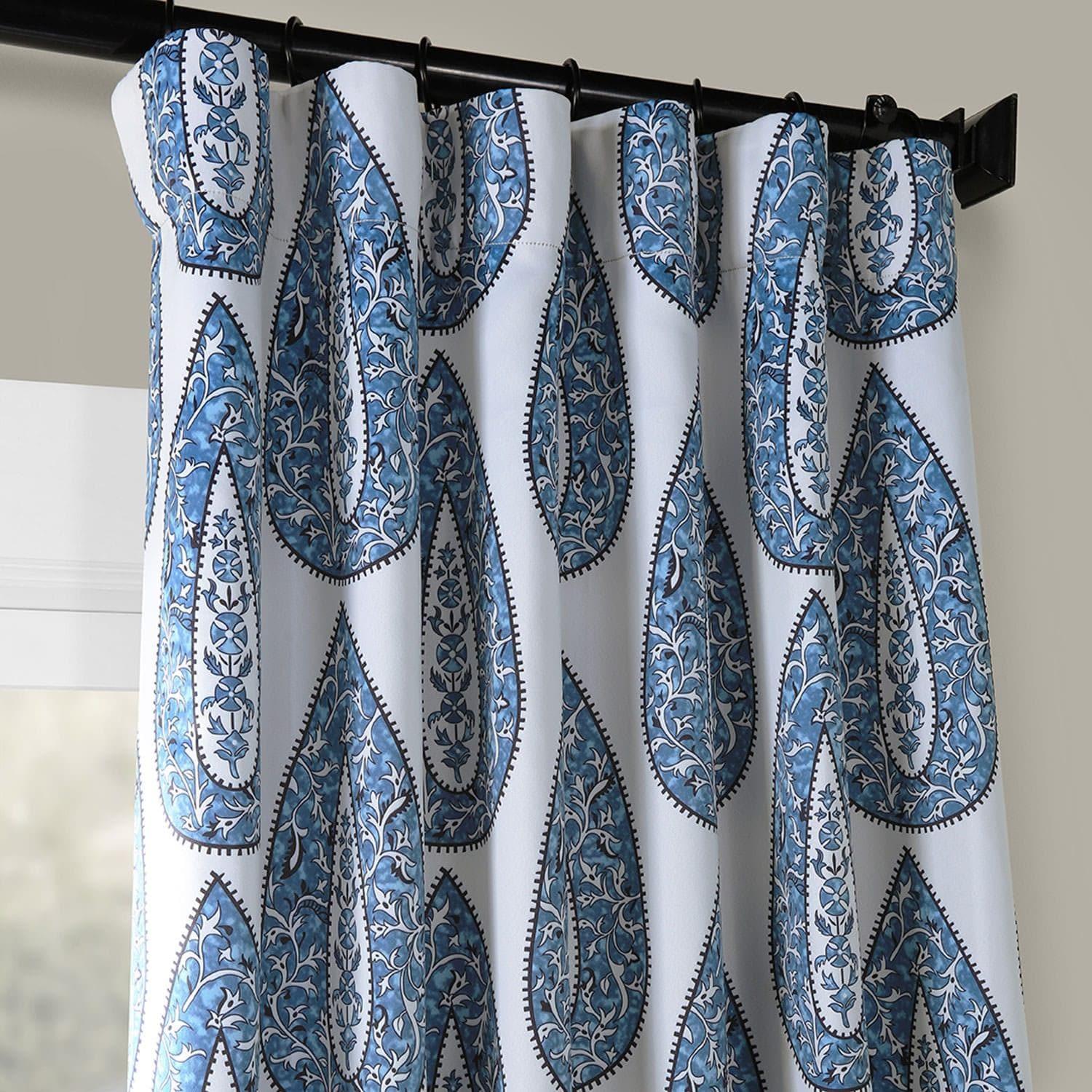 Medallion Blue Room Darkening Curtain