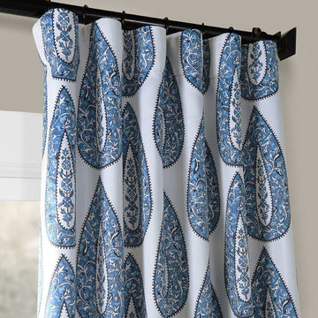 Medallion Blue Room Darkening Curtain