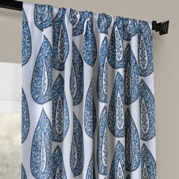 Medallion Blue Room Darkening Curtain