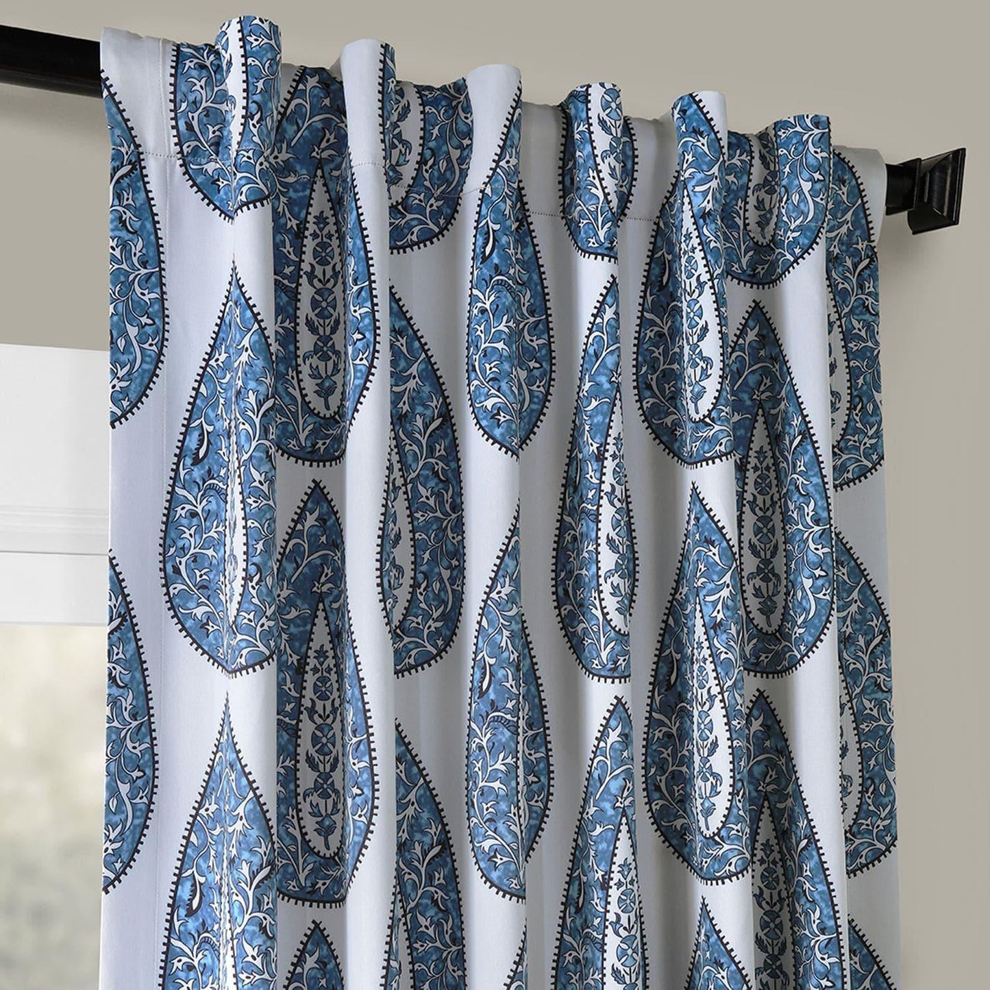 Medallion Blue Room Darkening Curtain