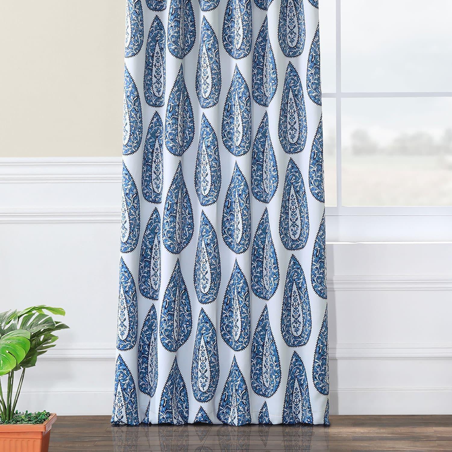 Medallion Blue Room Darkening Curtain