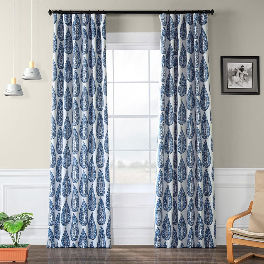 Medallion Blue Room Darkening Curtain