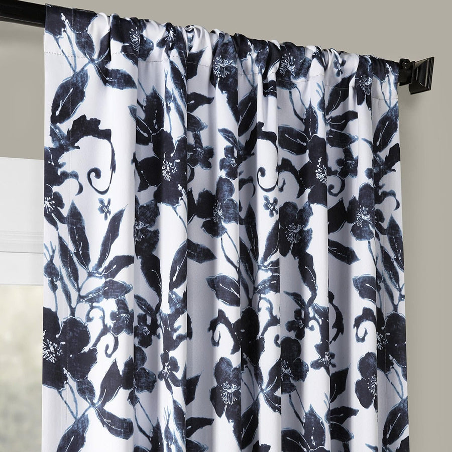 Hibiscus Blue Room Darkening Curtain