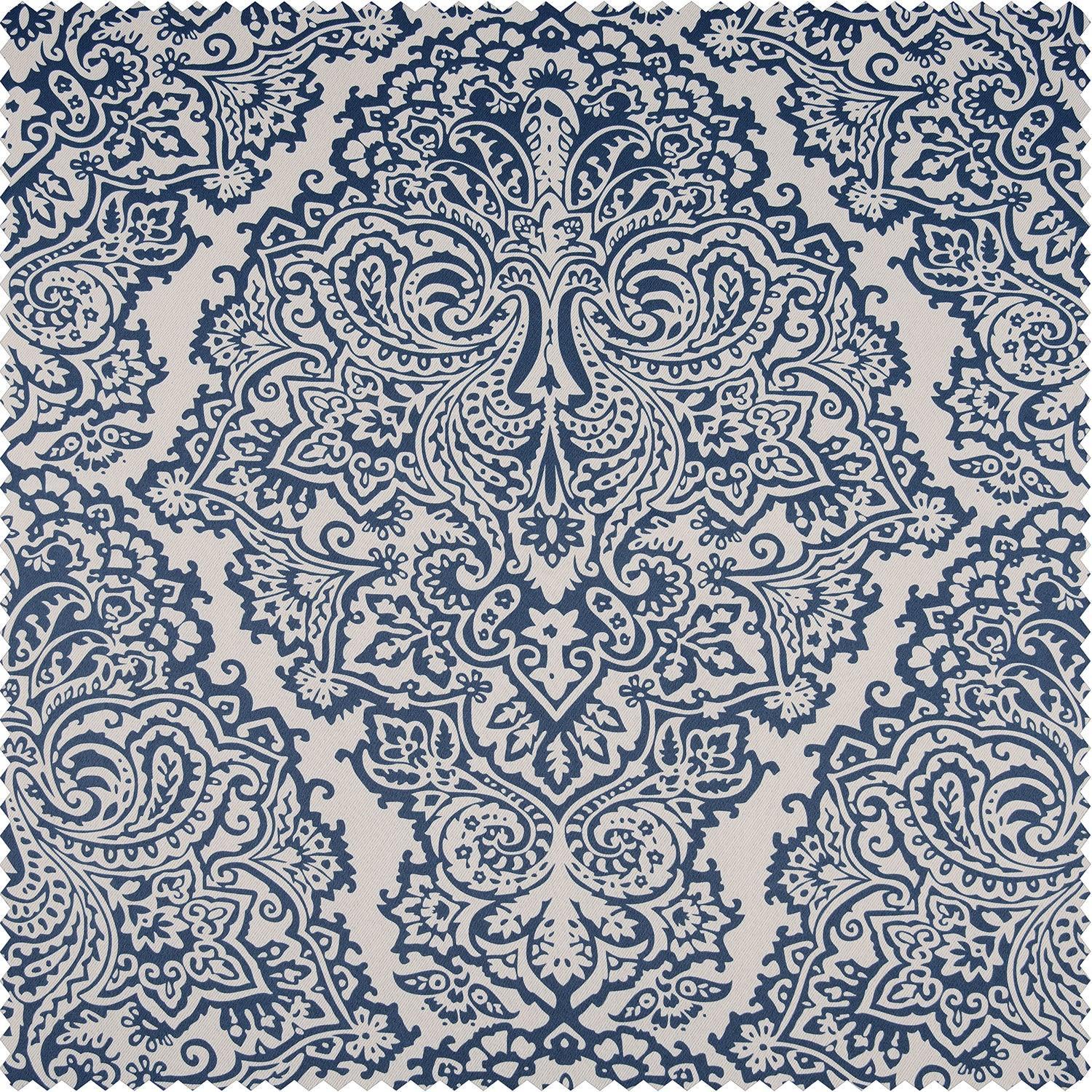 Amara Blue Printed Polyester Swatch - HalfPriceDrapes.com