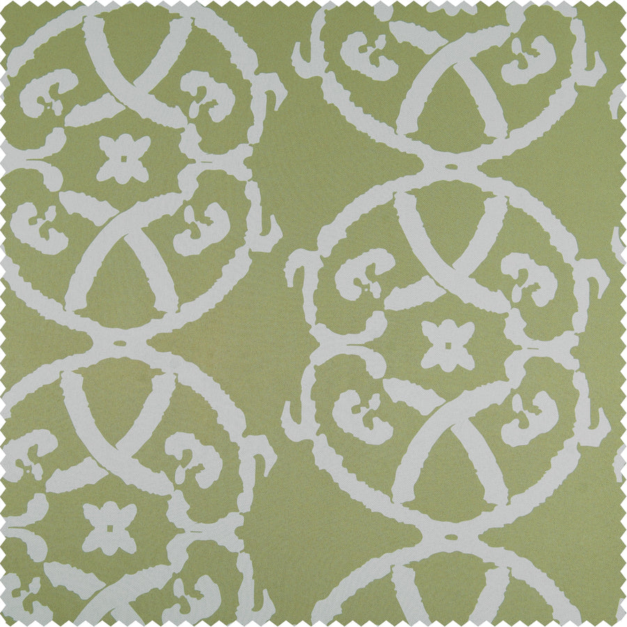 Secret Garden Leaf Green Printed Polyester Swatch - HalfPriceDrapes.com