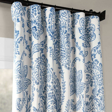 Tea Time China Blue Room Darkening Curtain - HalfPriceDrapes.com