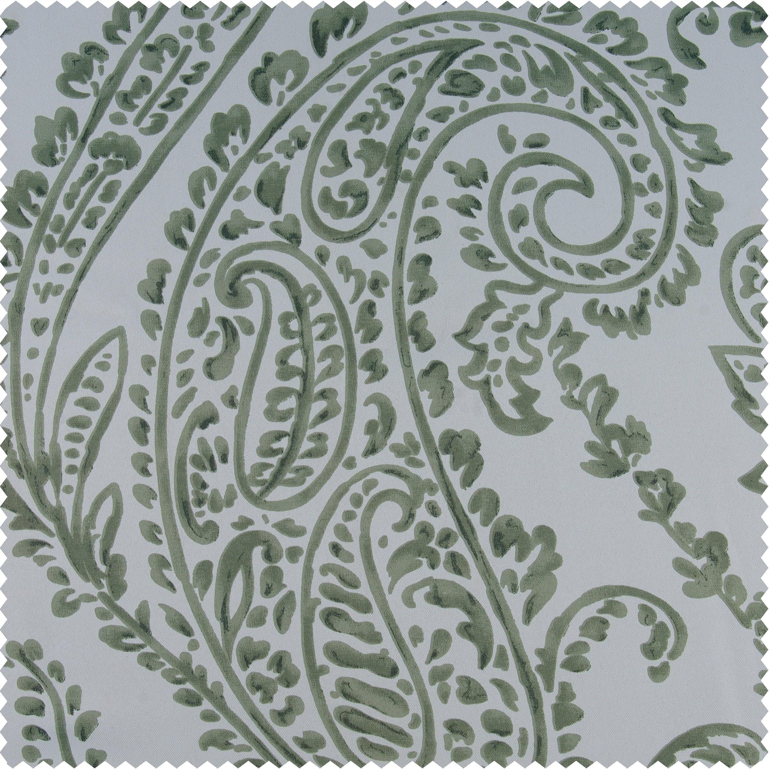 Tea Time Green Printed Polyester Swatch - HalfPriceDrapes.com