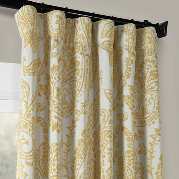 Tea Time Yellow Room Darkening Curtain - HalfPriceDrapes.com