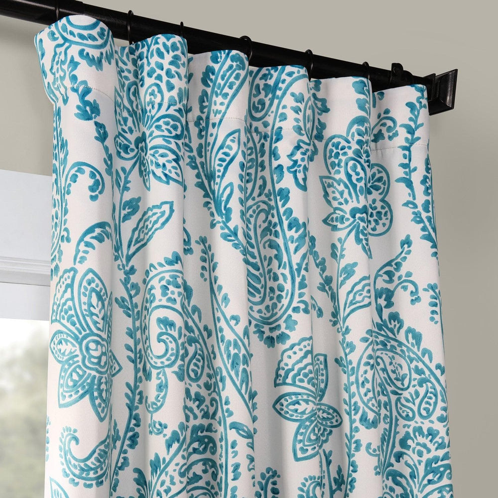 Tea Time Teal Room Darkening Curtain - HalfPriceDrapes.com