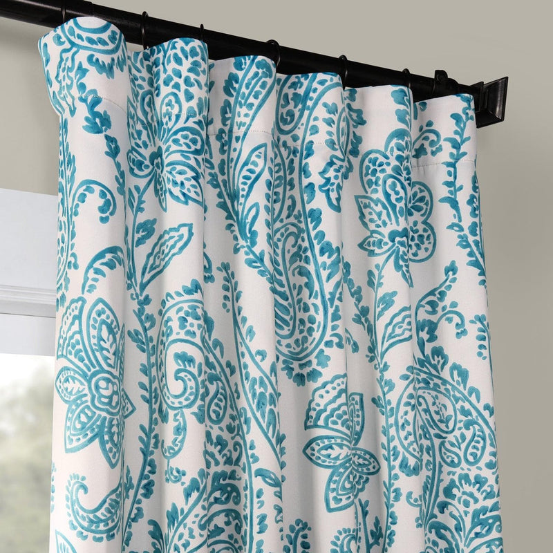 Tea Time Teal Room Darkening Curtain - HalfPriceDrapes.com