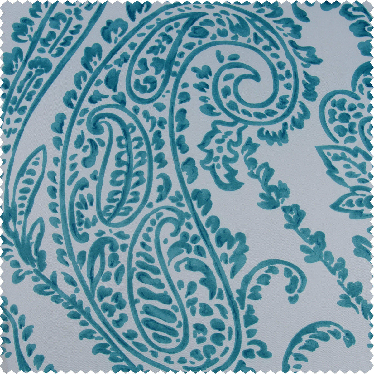 Tea Time Teal Printed Polyester Swatch - HalfPriceDrapes.com