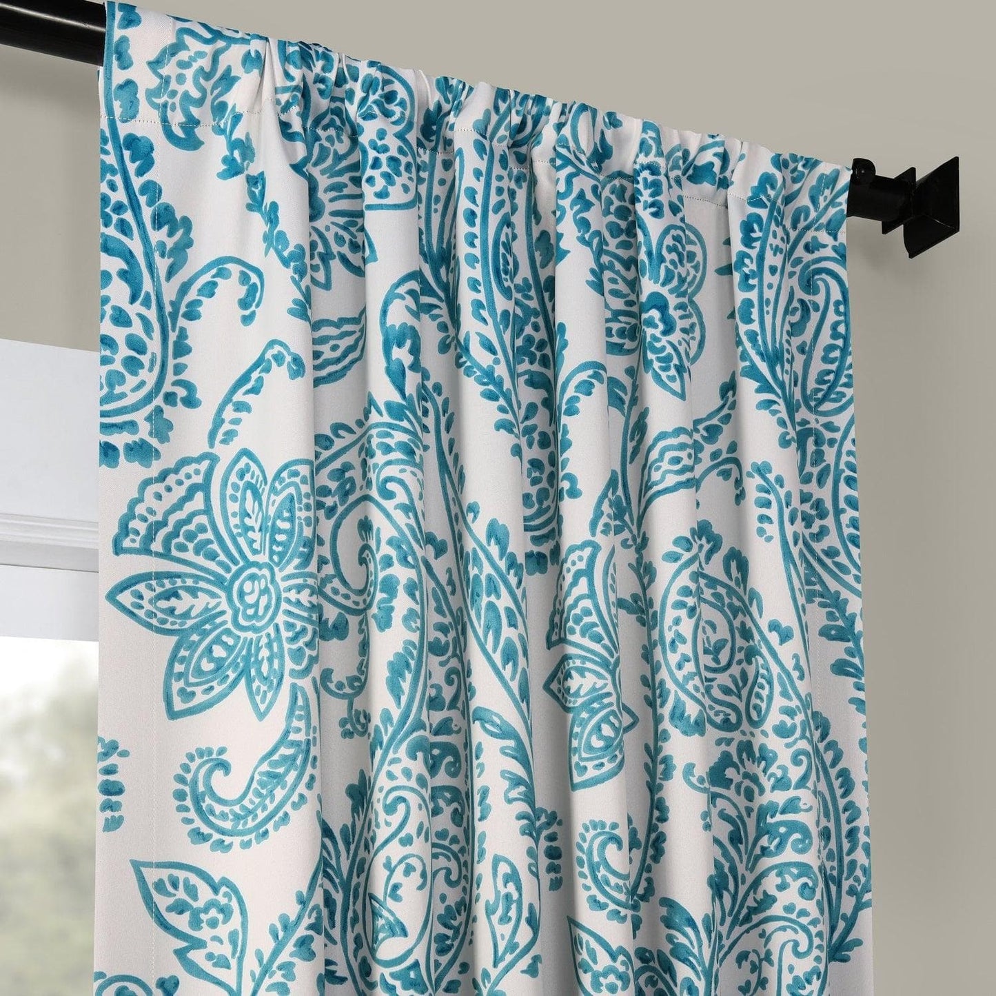 Tea Time Teal Room Darkening Curtain