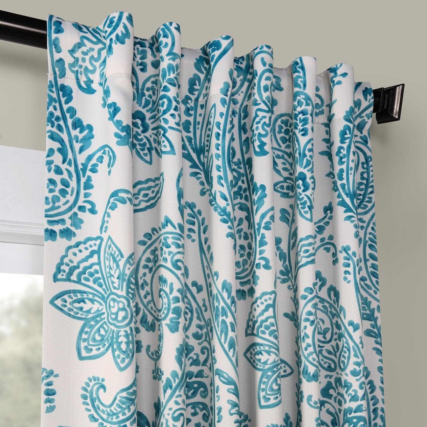 Tea Time Teal Room Darkening Curtain