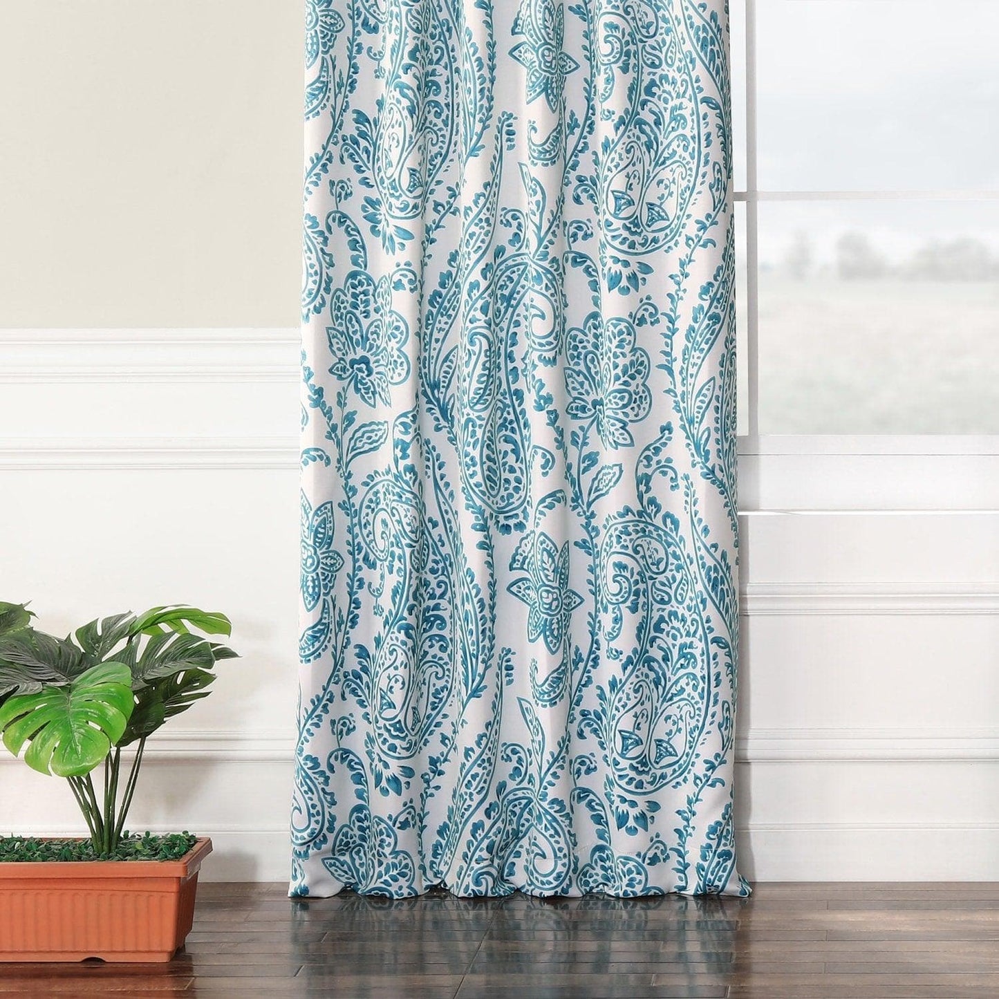 Tea Time Teal Room Darkening Curtain