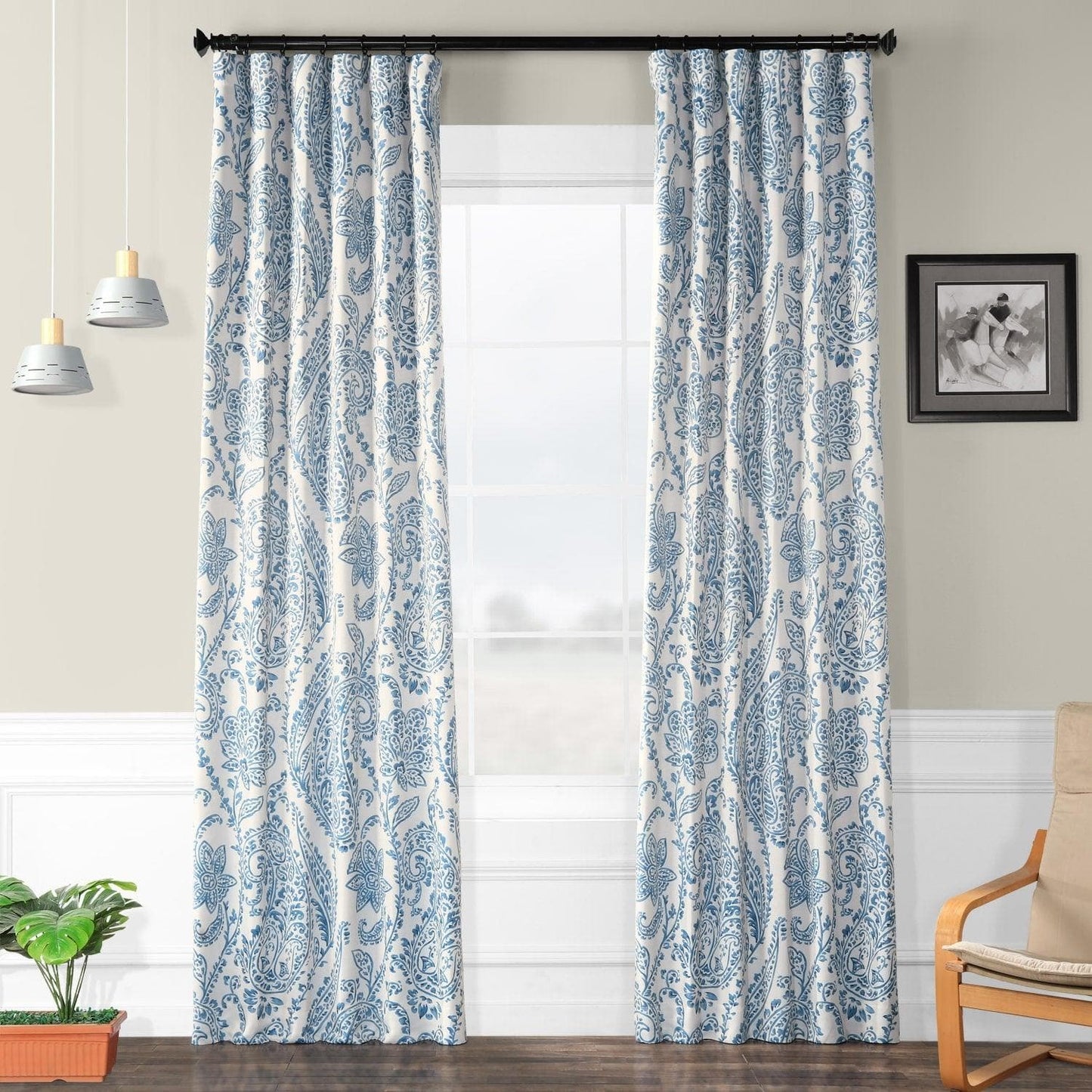 Tea Time China Blue Room Darkening Curtain