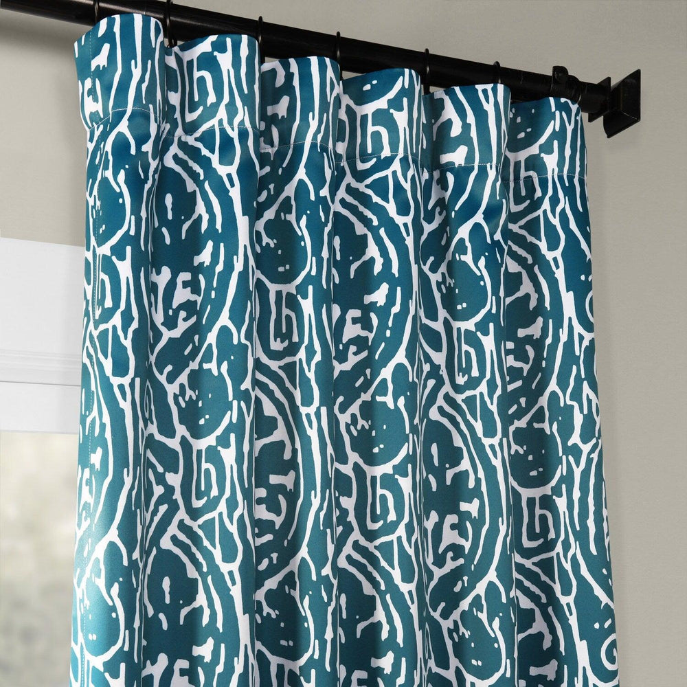 Abstract Teal Room Darkening Curtain