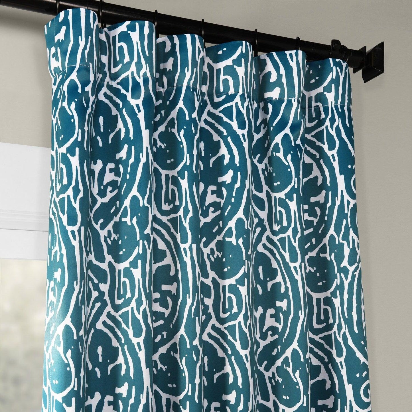 Abstract Teal Room Darkening Curtain
