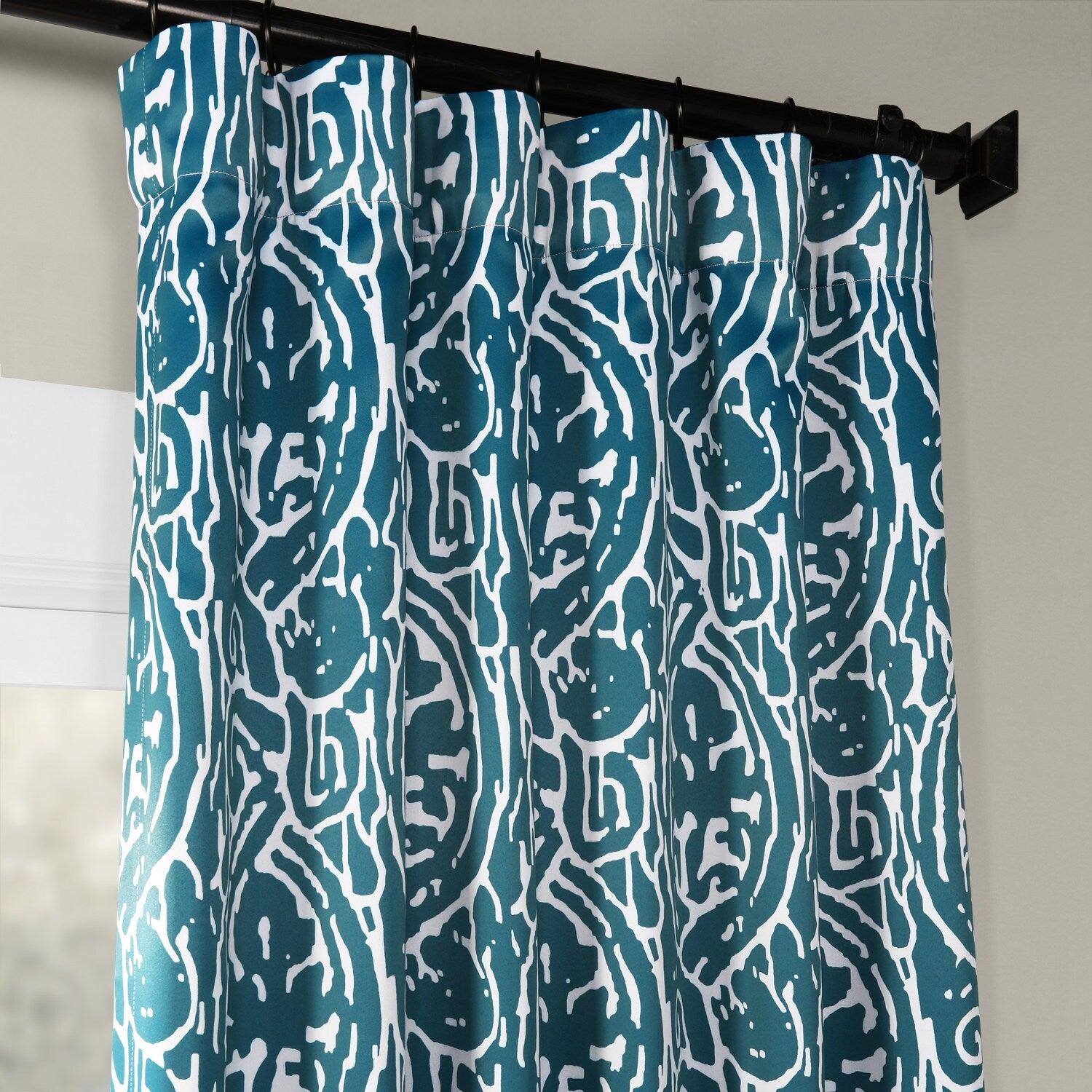 Abstract Teal Room Darkening Curtain