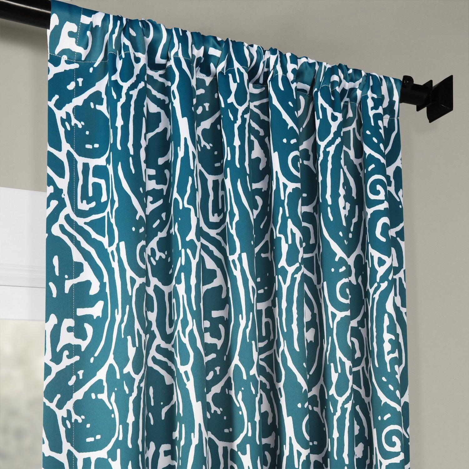 Abstract Teal Room Darkening Curtain