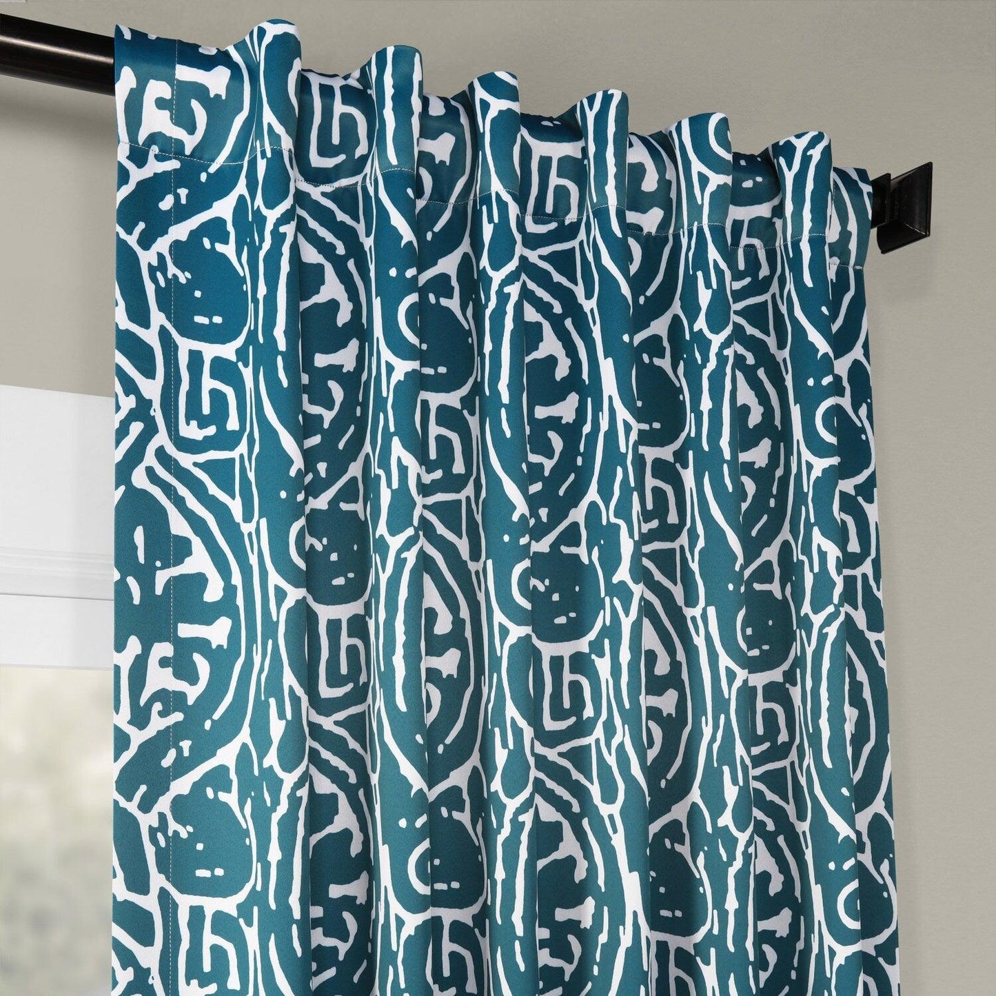 Abstract Teal Room Darkening Curtain