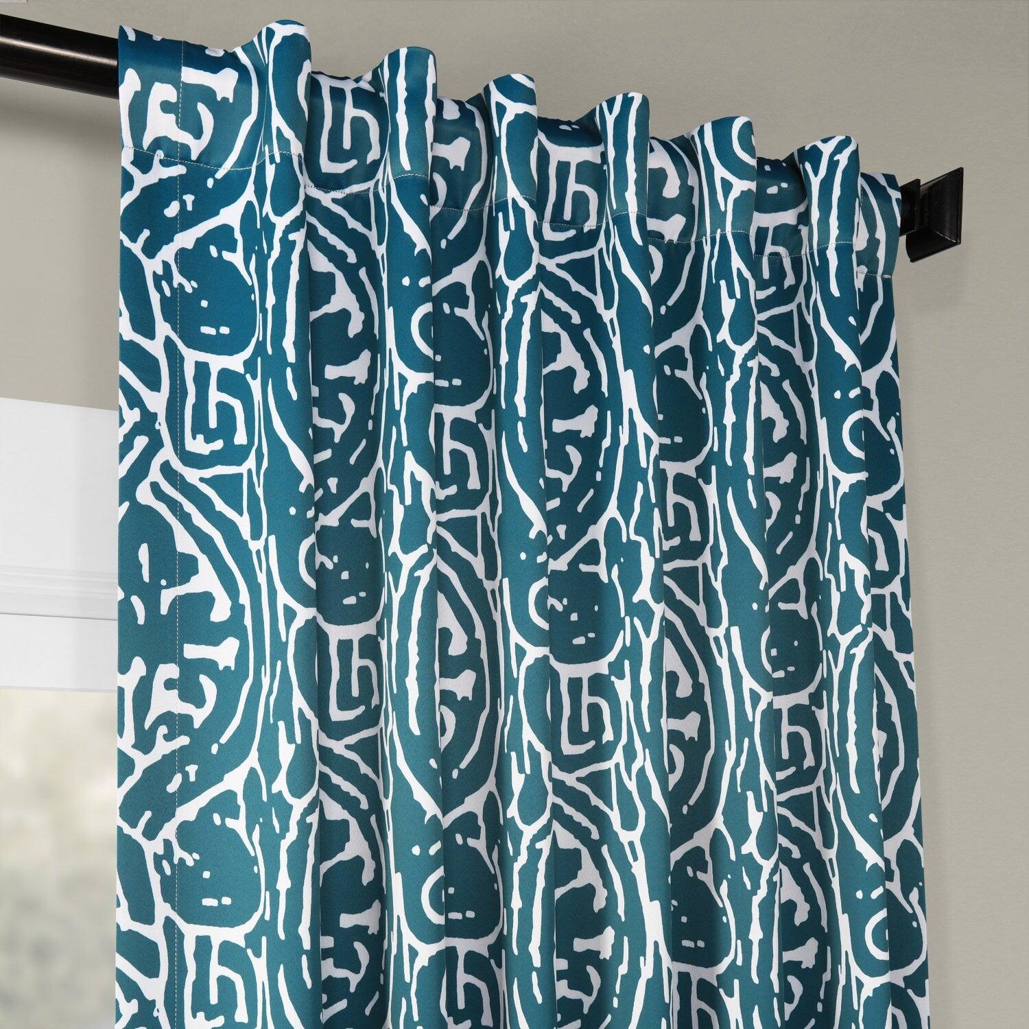 Abstract Teal Room Darkening Curtain