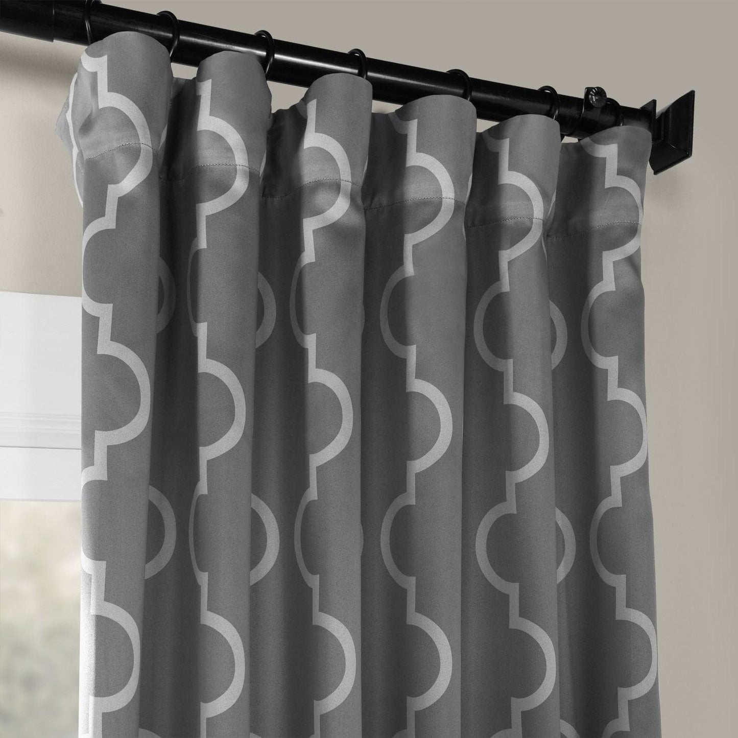 Seville Grey & Silver Room Darkening Curtain