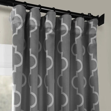 Seville Grey & Silver Room Darkening Curtain