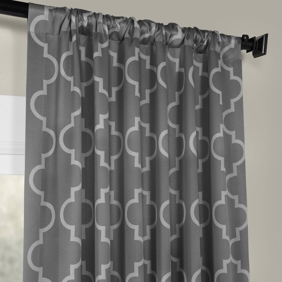 Seville Grey & Silver Room Darkening Curtain