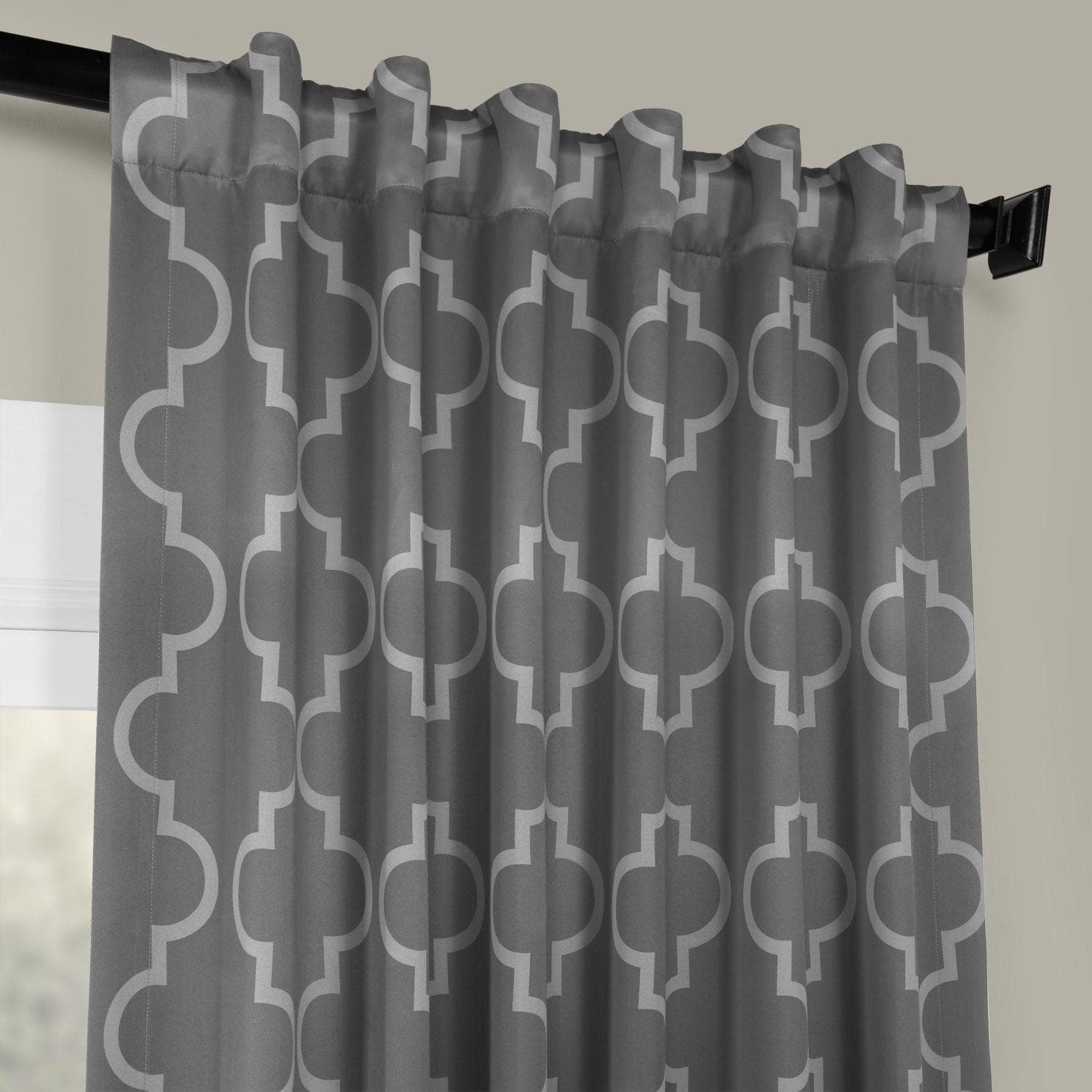 Seville Grey & Silver Room Darkening Curtain