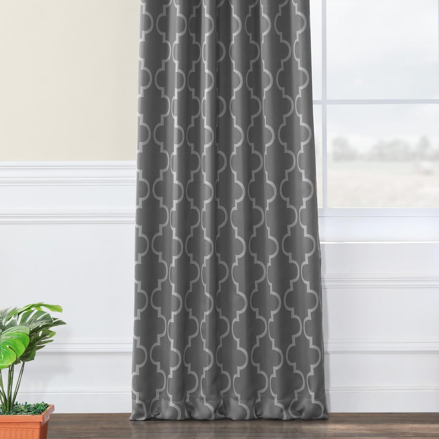 Seville Grey & Silver Room Darkening Curtain
