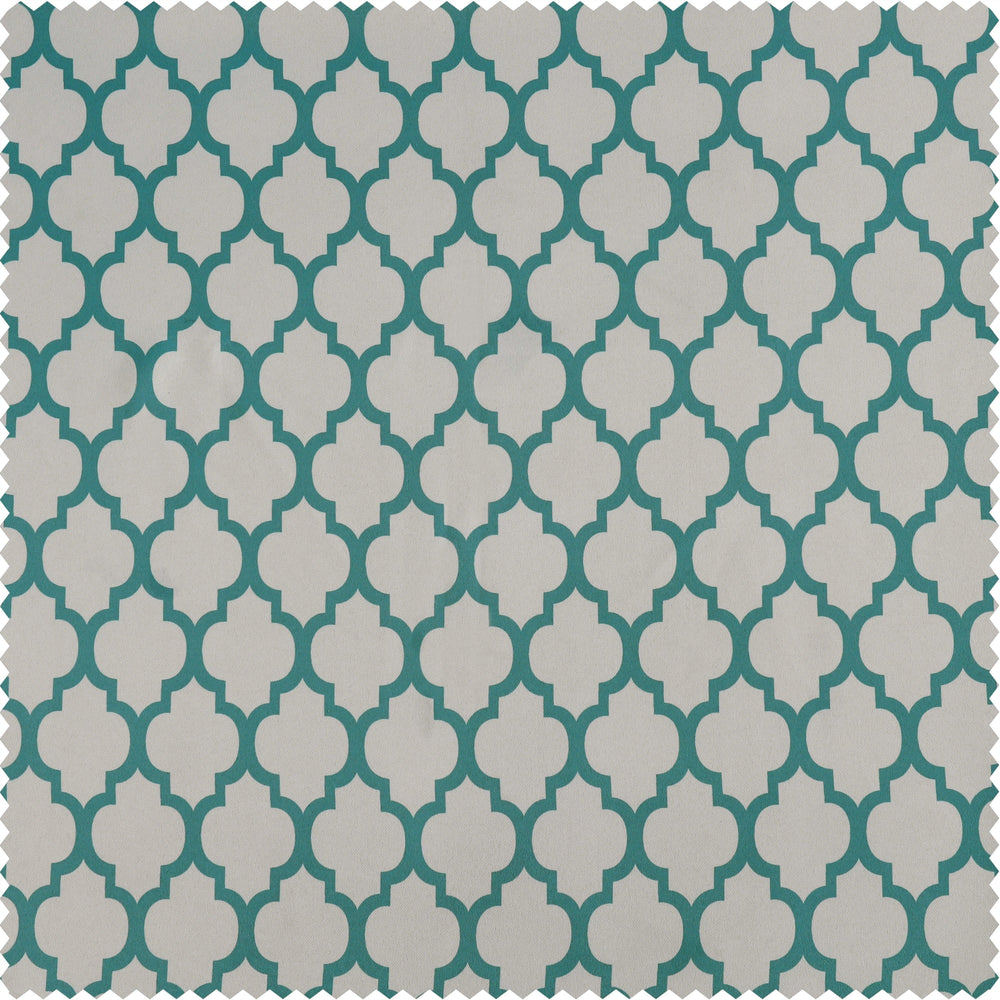 Casablanca Teal Printed Polyester Swatch - HalfPriceDrapes.com