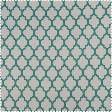 Casablanca Teal Printed Polyester Swatch - HalfPriceDrapes.com