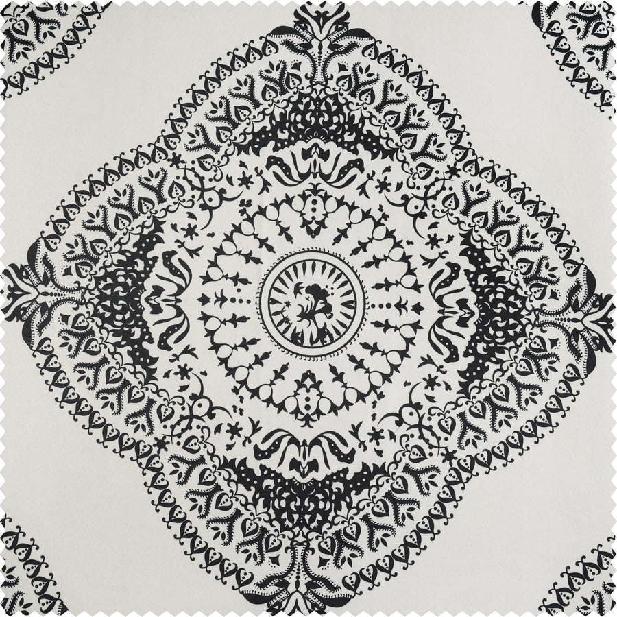 Henna Black Printed Polyester Swatch - HalfPriceDrapes.com