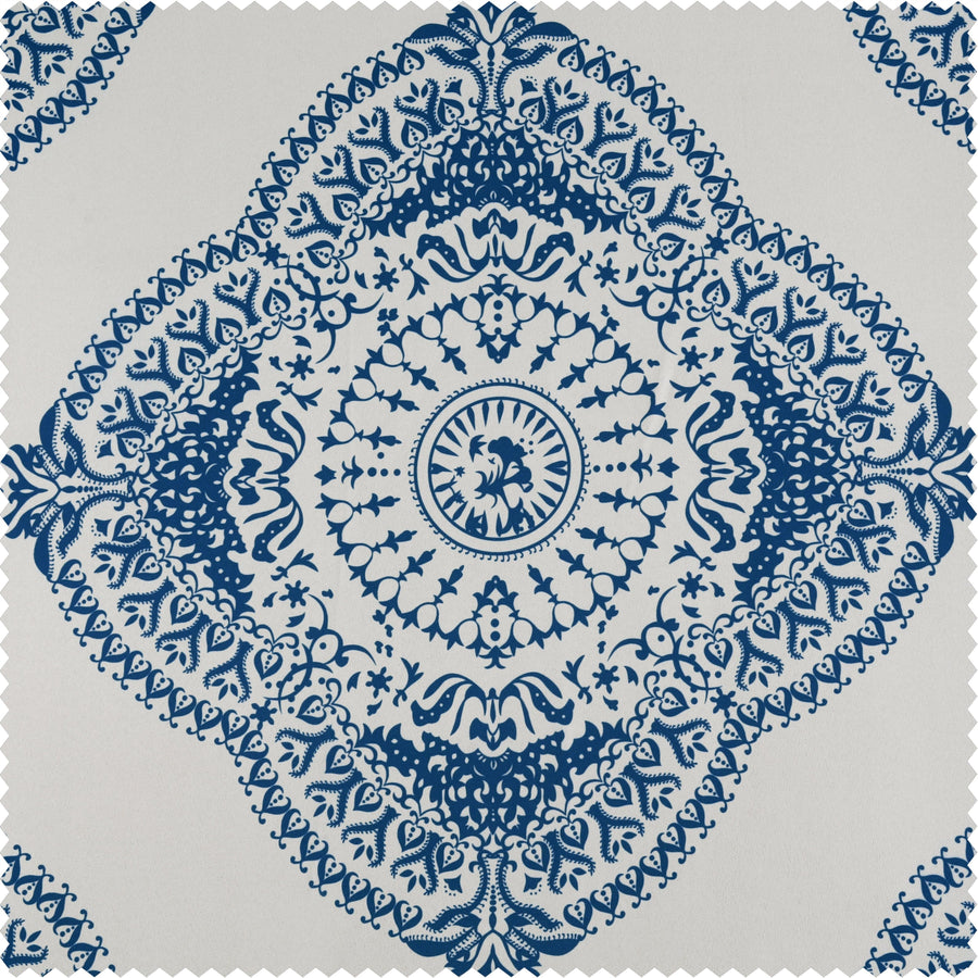 Henna Blue Printed Polyester Swatch - HalfPriceDrapes.com
